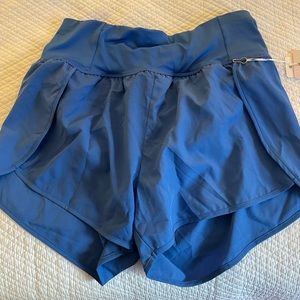 Love Tree Blue High Wasted Athletic Shorts in Blue